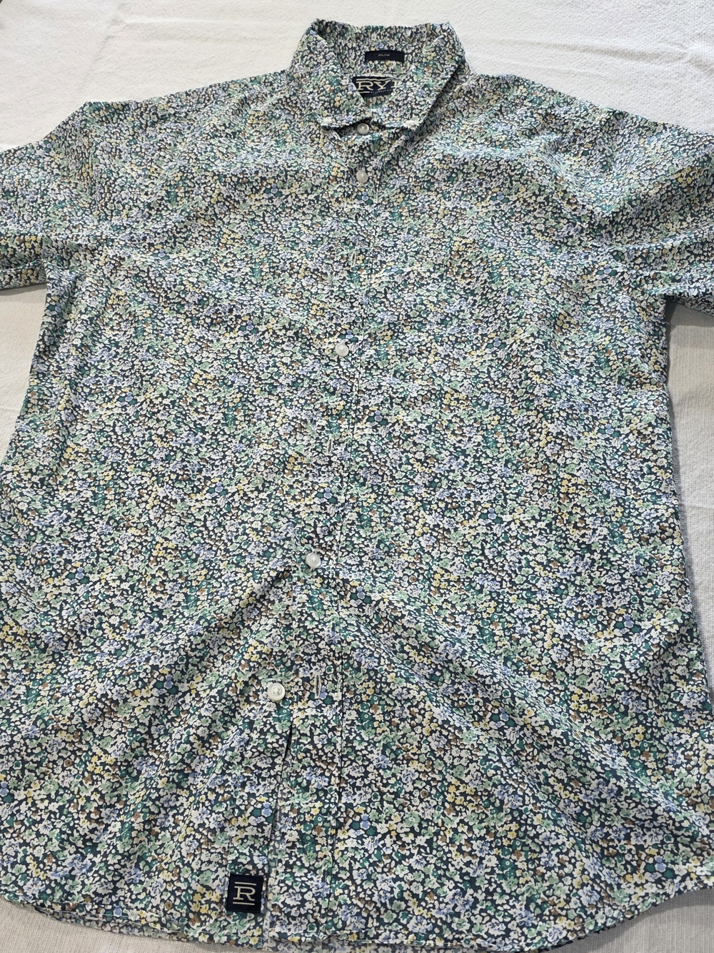 RYE Floral Short-Sleeve Button-Down Shirt in Blue-Green